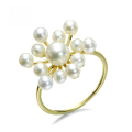 wholesale 14K gold natural large and small pearl atmospheric exaggerated floral ring, Lingxiao fireworks design Source manufacturer-0-0