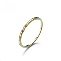 wholesale 9K Gold Ylichun Plain Gold Bead Edge Twist Rope Ring, Japanese and Korean Style Light Jewelry Simple and Versatile Basic Ring-9K beaded twisted rope plain gold ring 17#