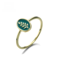 wholesale 9K Gold Jewelry Enamel Spring Leaf Ring Women's Japanese-style Minimalist Fashion Ring Wholesale-0-0
