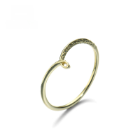 wholesale 9K Solid Gold V-Shaped Plain Ring for Women, Retro and Versatile Design-V-shaped plain ring 9#