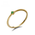 wholesale 9K/14K gold Korean-style wholesale jewelry green gemstone ring, simple and fashionable emerald band-0-0