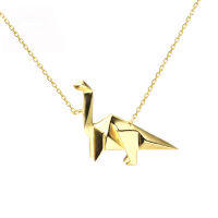 wholesale 9K Gold Super Cute 3D Dinosaur Necklace Choker for Women, Creative European and American Animal Pendant-9K gold dinosaur necklace