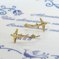 wholesale 9K Gold Japanese-style Light Jewelry Cute Small Airplane Diamond Ear Clip Earrings Cartoon Simple and Personalized Ear Accessories-0-1