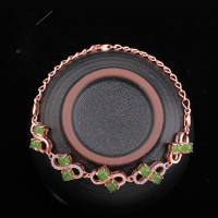 wholesale Rose gold-plated sterling silver inlaid with natural Hetian jade bracelet, elegant and fresh, semi-circular jasper handcrafted-Jade egg-shaped 4*4*10 925 silver