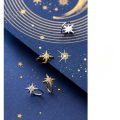 wholesale S925 silver star ear clips for women, Korean-style small fresh inlaid diamond shining sweet no-piercing elegant earrings G9106-0-2