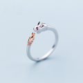 wholesale S925 silver ring for women, Korean style cute little rabbit carrot open animal ring J569-0-0