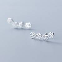 wholesale S925 Sterling Silver Stud Earrings for Women, Korean Style Minimalist Cute and Fresh Animal Dog Paw, Girly Hollow-Out Ear Accessories G2222-S925 silver pair 925 silver