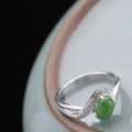 wholesale 925 Silver Inlaid with Hetian Jade Vintage Qipao Hanfu Style Adjustable Openable Jade Ring for Women-0-1