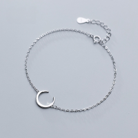 wholesale S925 Sterling Silver Women's Korean Style Simple and Minimalist Dainty Moon Bracelet-S925 silver bracelet