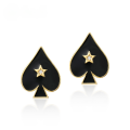 wholesale 925 Silver with Plated 9K Gold Minimalist, Poker Card Design Earrings for Women-0-0