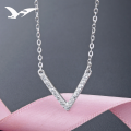 wholesale S925 silver small fresh jewelry V-shaped pendant diamond necklace for women with zirconia fashion chain wholesale-0-0