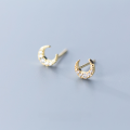wholesale Sterling Silver S925 Women's Korean Style Minimalist Fashion Mini Diamond-Inlaid Moon Earrings Elegant Accessories G2496-0-0