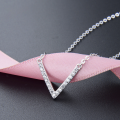 wholesale S925 silver small fresh jewelry V-shaped pendant diamond necklace for women with zirconia fashion chain wholesale-0-1