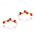 wholesale S925 Gold-Plated Metal Japanese and Korean Light Luxury Natural Red Garnet White Zircon Ear Studs Summer Vacation Earrings Cross-Border Wholesale-0-0