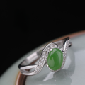 wholesale 925 Silver Inlaid with Hetian Jade Vintage Qipao Hanfu Style Adjustable Openable Jade Ring for Women-0-0