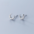 wholesale Sterling Silver S925 Women's Korean Style Minimalist Fashion Mini Diamond-Inlaid Moon Earrings Elegant Accessories G2496-0-1