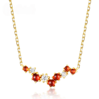 wholesale S925 Gold-Plated Sterling Silver Natural Pomegranate Necklace, Korean Light Luxury Summer New Design, Romantic and Versatile Summer Charm Accessory-925 silver