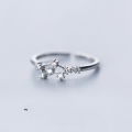 wholesale S925 Silver Zodiac Sign Open Ring for Women, Korean Style Minimalist Diamond-Accented Single Ring J5582-0-8