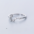 wholesale S925 Silver Zodiac Sign Open Ring for Women, Korean Style Minimalist Diamond-Accented Single Ring J5582-0-7