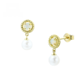 wholesale 9K Gold Japanese-style earrings with, natural opal, and pearl ear studs-0-0
