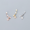 wholesale S925 silver diamond earrings for women, Korean-style small fresh, girly one-word star sweet earrings G2585-0-1