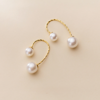 wholesale Sterling Silver Earrings for Women, Korean Style Fashion Pearl Bead Synthetic Pearl Ear Hooks Elegant Design Ear Jewelry G2423-S925 silver pair gold model 925 silver