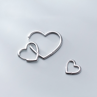 wholesale Sterling Silver Ear Clasps for Women, Small and Fresh Korean Style, Girly Heart-Shaped Smooth Ear Clasps, Elegant and Graceful Ear Accessories G2572-S925 silver pair small 1.3CM 925 silver