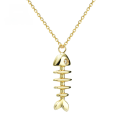 wholesale 9K Gold Yili Jewelry Japanese Minimalist Stylish Women's Fish Bone Pendant Necklace Set-0-0