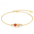 wholesale 9K gold-plated 925 silver natural garnet floral cubic zirconia bracelet, a natural and fresh student accessory-0-0