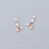 wholesale S925 silver diamond earrings for women, Korean-style small fresh, girly one-word star sweet earrings G2585-S925 silver pair-gold>925 silver