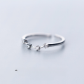 wholesale S925 Silver Zodiac Sign Open Ring for Women, Korean Style Minimalist Diamond-Accented Single Ring J5582-0-5