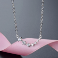 wholesale S925 Silver Minimalist Fresh Smile Pendant with Zircon Diamond Choker Necklace Set Wholesale-0-0