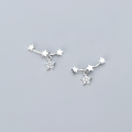 wholesale S925 silver diamond earrings for women, Korean-style small fresh, girly one-word star sweet earrings G2585-0-2