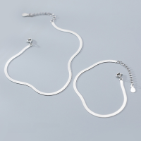 wholesale S925 SilverFlat Snake Chain Bracelet for Women, Korean Style Simple and Elegant Personality Hand Accessory S3225-s925 silver-bracelet