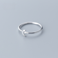 wholesale S925 silver ring for women, Korean-style fashionable moon ring, elegant crescent bay ring J5877-S925 Silver Ring>Size 5