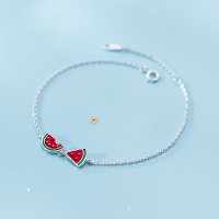 wholesale Metal S925 silver bracelet for women, Korean style minimalist asymmetrical watermelon cute fruit jewelry S3257-925 silver