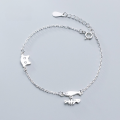 wholesale S925 silver bracelet for women, Korean-style sweet and fresh small cat and little fish cute jewelry S3259-0-0
