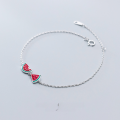wholesale Metal S925 silver bracelet for women, Korean style minimalist asymmetrical watermelon cute fruit jewelry S3257-0-1