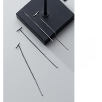 wholesale Sterling Silver S925 Ear Thread Women's Korean Version Minimalist Fresh T-Bar Ear Thread Fashion Elegant One-Long Line Earrings G2713-S925 silver pair black 925 silver