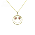 wholesale 9K Gold Japanese-style Light Jewelry Smile Earring and Necklace Set with Cute Flower, Star Eye, and Smile Pendant-0-0