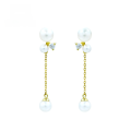 wholesale 9K gold fashion commuter jewelry natural freshwater pearl tassel earrings for women, Korean and Japanese accessories, dropshipping available-0-0