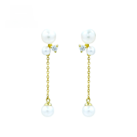 wholesale 9K gold fashion commuter jewelry natural freshwater pearl tassel earrings for women, Korean and Japanese accessories, dropshipping available-9K gold