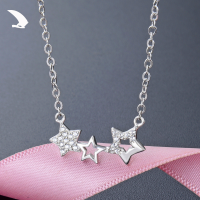 wholesale S925 Sterling Silver Star Pendant Collarbone Necklace for Women, Zircon Inlaid Choker Chain, Factory Wholesale-Fashion necklace set [S925 silver]