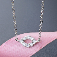 wholesale S925 Silver New European and American Lip Pendant Collar Necklace for Women, Zircon Embellished Minimalist Wholesale Jewelry-Fashion necklace set [S925 silver]