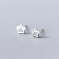 wholesale S925 Sterling Silver Stud Earrings Women's Korean Style Minimalist Cute Puppy Paw with Diamond Studs-0-0