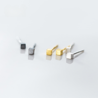 wholesale S925 Sterling Silver Minimalist Brushed Square Stud Earrings for Women, Korean Style Small Fresh Sweet and Delicate Ear Accessories Wholesale G2876-s925 silver pair black 925 silver