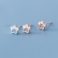 wholesale S925 Sterling Silver Stud Earrings Women's Korean Style Minimalist Cute Puppy Paw with Diamond Studs-0-3