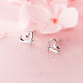wholesale S925 Sterling Silver Japanese-style Minimalist Hollow Heart Shape Sweet Mini Love Sweet Earrings G1645-0-4