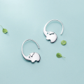 wholesale S925 Sterling Silver Elephant Earrings for Women, Korean Style Minimalist Sweet Small Animal Ear Hooks G2856-0-0