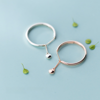 wholesale S925 Sterling Silver Korean Style Fashion Silver Bead Chain Adjustable Sweet Ring for Women J6057-S925 silver-rose gold ring Adjustable opening